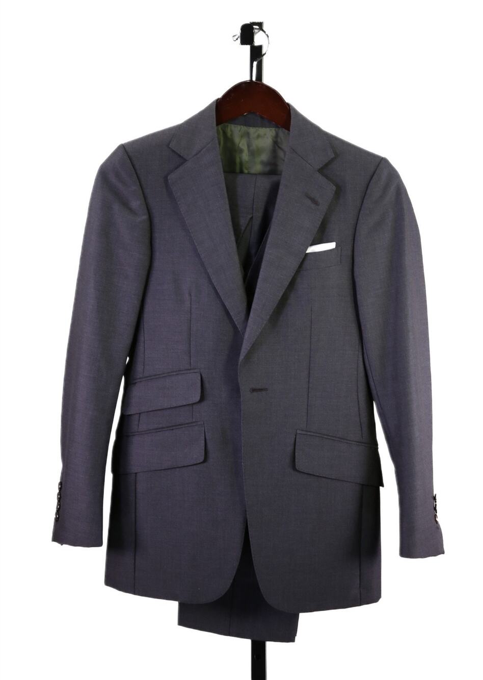Alfred Dunhill Bespoke Solid Gray 3-Pc Wool Mohair Suit 34S